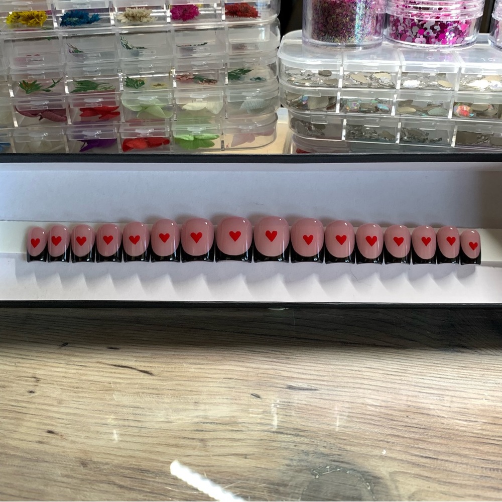 Black French Valentine’s Day Nails